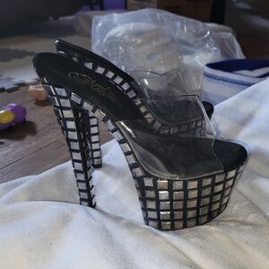 RARE disco ball mirrored Pleaser stripper heels